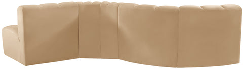 Briar 122 Camel Velvet Upholstered Modular Sectional, 5-Piece