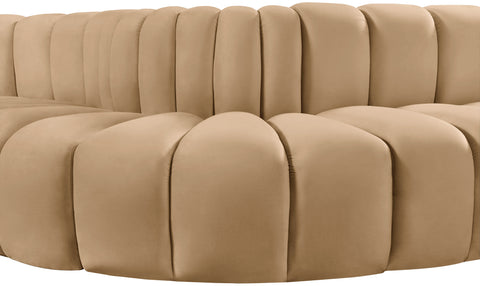 Briar 122 Camel Velvet Upholstered Modular Sectional, 5-Piece