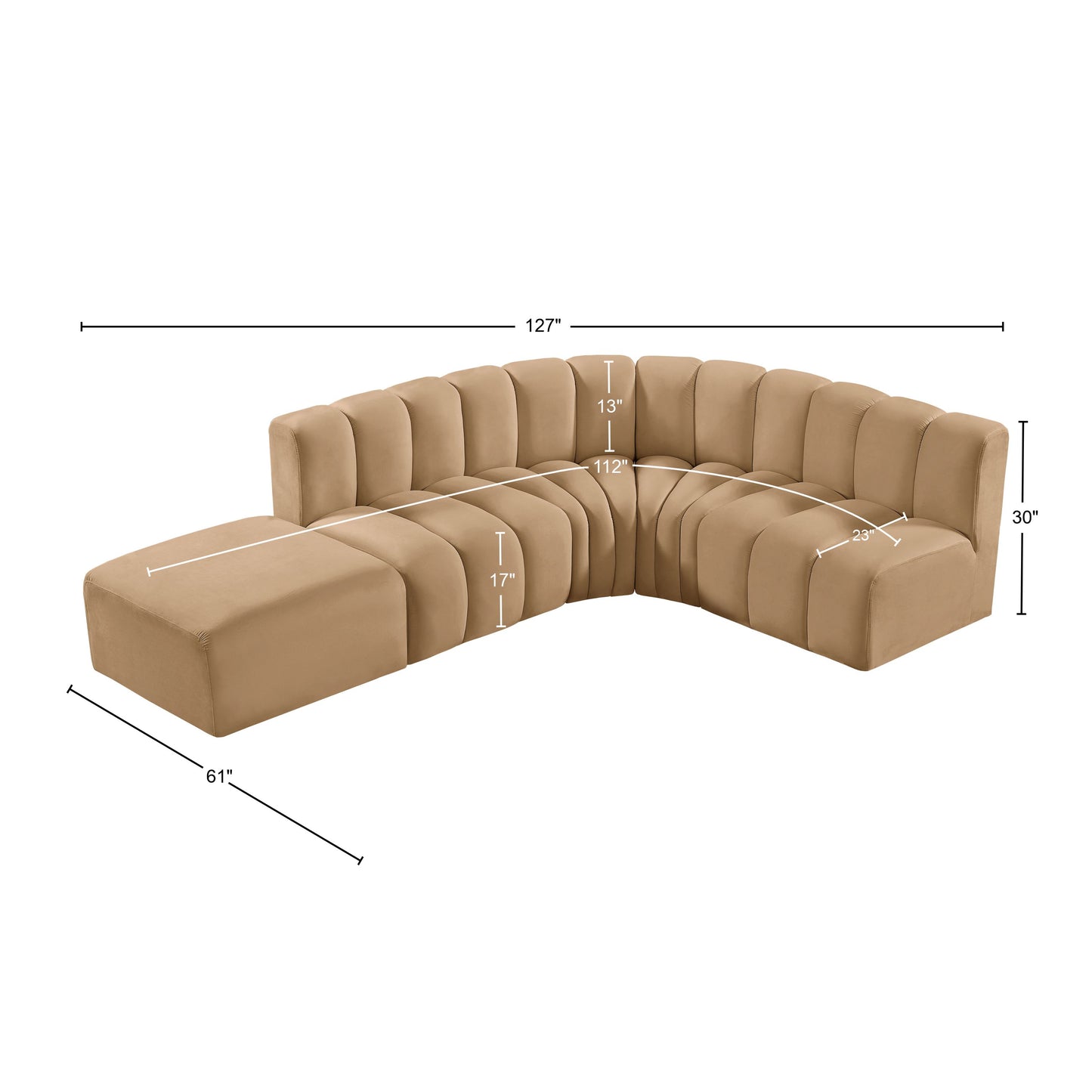 zara camel velvet modular sofa s5c