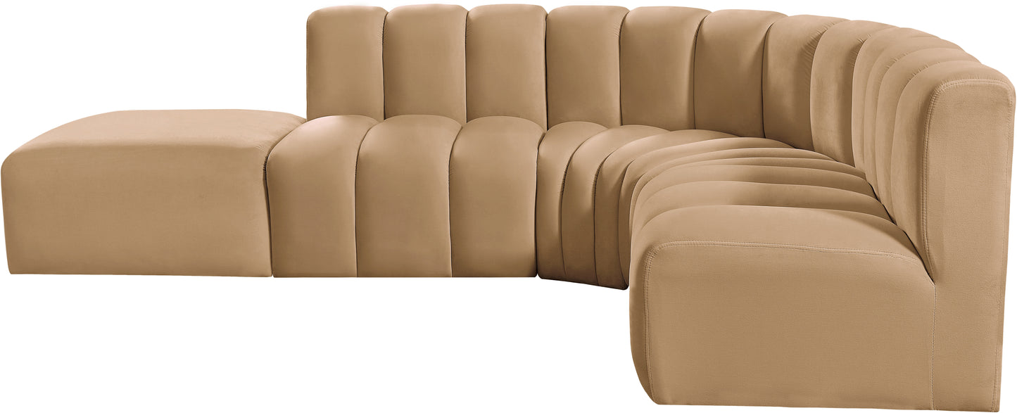 zara camel velvet modular sofa s5c