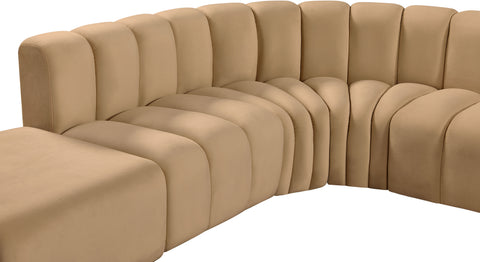Briar 127 Camel Velvet Upholstered Modular Sectional, 5-Piece