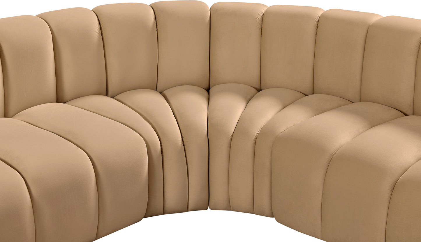 zara camel velvet modular sofa s5c