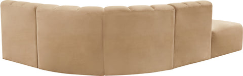 Briar 127 Camel Velvet Upholstered Modular Sectional, 5-Piece