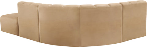 Briar 127 Camel Velvet Upholstered Modular Sectional, 5-Piece