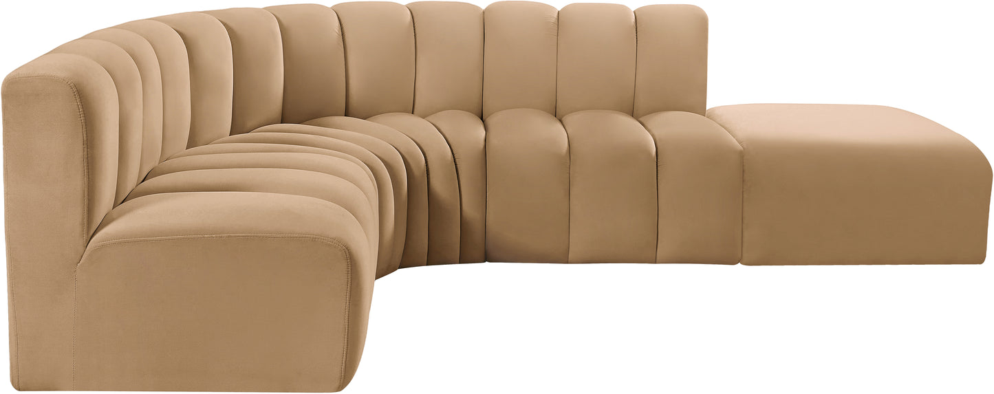 zara camel velvet modular sofa s5c