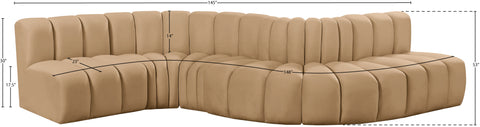 Briar 145 Camel Velvet Upholstered Modular Sectional , 6-Piece (Style 1)