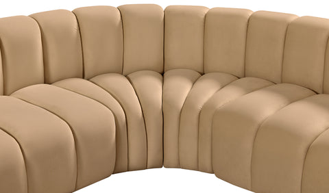Briar 145 Camel Velvet Upholstered Modular Sectional , 6-Piece (Style 1)