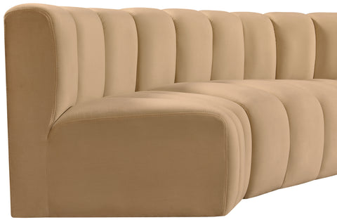 Briar 145 Camel Velvet Upholstered Modular Sectional , 6-Piece (Style 1)