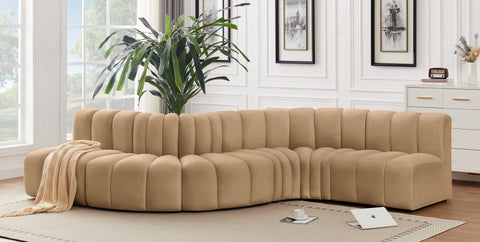 Briar 145 Camel Velvet Upholstered Modular Sectional , 6-Piece (Style 1)