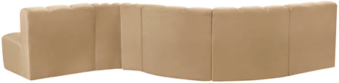Briar 145 Camel Velvet Upholstered Modular Sectional , 6-Piece (Style 1)