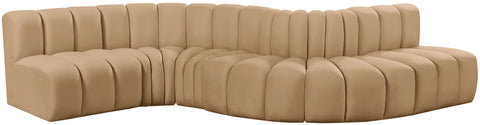 Briar 145 Camel Velvet Upholstered Modular Sectional , 6-Piece (Style 1)