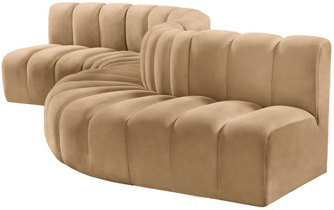 Briar 145 Camel Velvet Upholstered Modular Sectional , 6-Piece (Style 1)