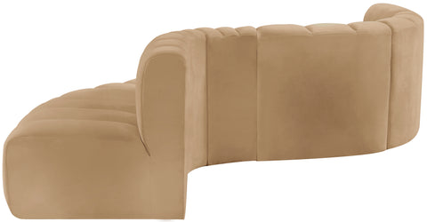 Briar 145 Camel Velvet Upholstered Modular Sectional , 6-Piece (Style 1)
