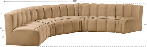 Briar 151 Camel Velvet Upholstered Modular Sectional, 6-Piece