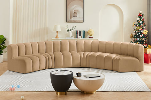 Briar 151 Camel Velvet Upholstered Modular Sectional, 6-Piece