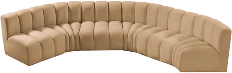 Briar 151 Camel Velvet Upholstered Modular Sectional, 6-Piece