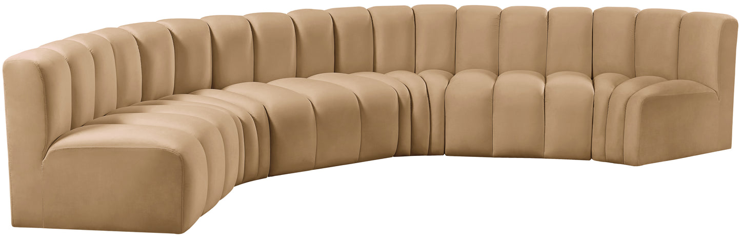 zara camel velvet modular sofa s6b