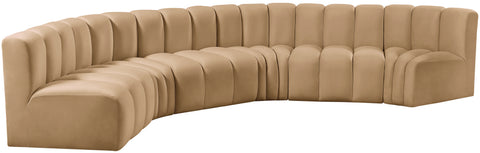 Briar 151 Camel Velvet Upholstered Modular Sectional, 6-Piece