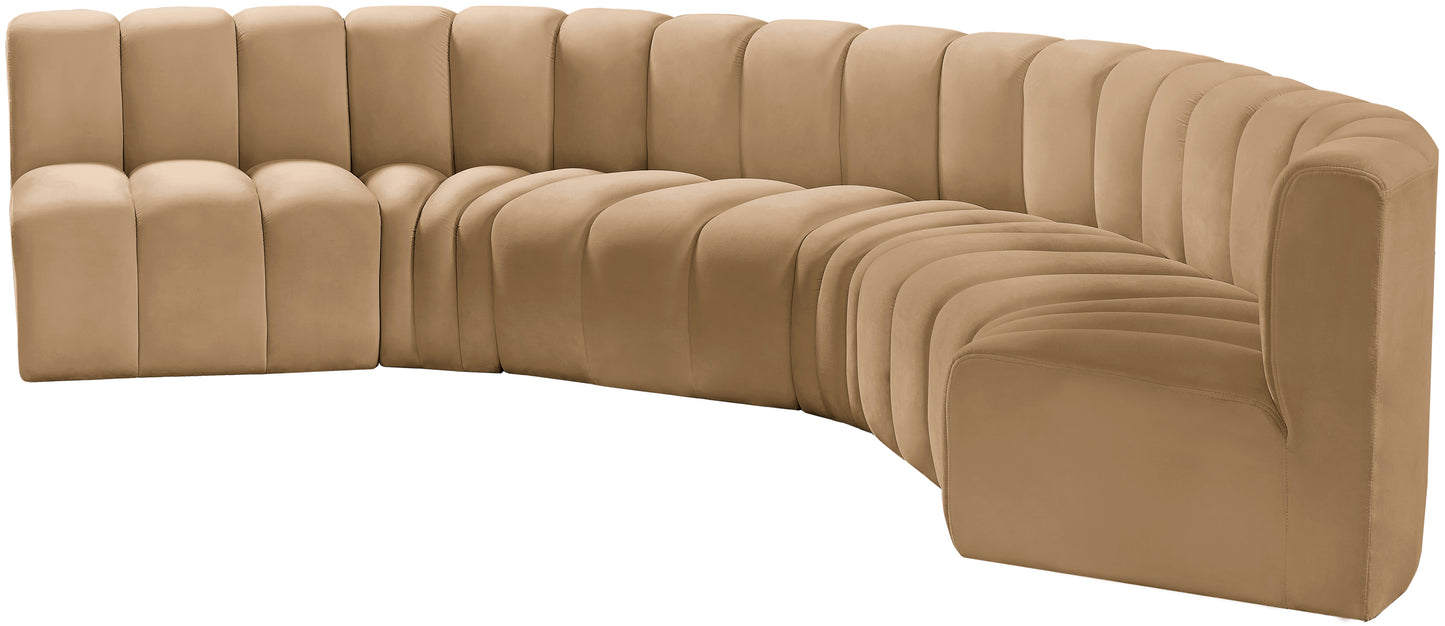 zara camel velvet modular sofa s6b