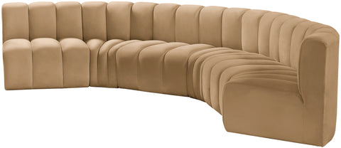 Briar 151 Camel Velvet Upholstered Modular Sectional, 6-Piece