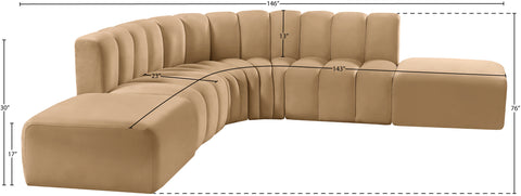 Briar 146 Camel Velvet Upholstered Modular Sectional, 6-Piece