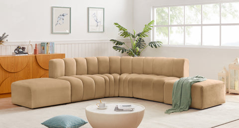 Briar 146 Camel Velvet Upholstered Modular Sectional, 6-Piece