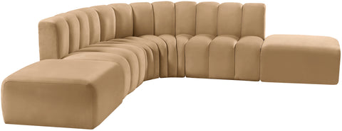 Briar 146 Camel Velvet Upholstered Modular Sectional, 6-Piece