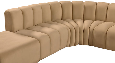 Briar 146 Camel Velvet Upholstered Modular Sectional, 6-Piece