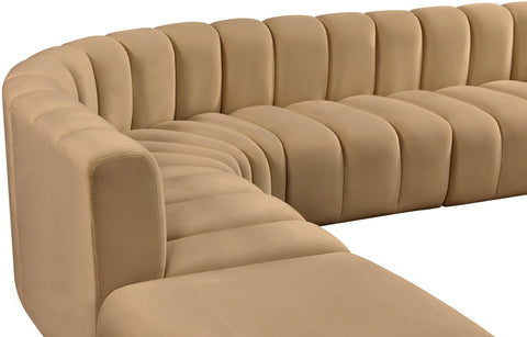 Briar 146 Camel Velvet Upholstered Modular Sectional, 6-Piece