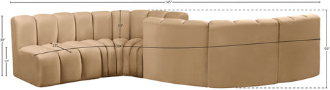 Yara 145" Velvet Upholstered Sectional, 6-Piece (Style 2)