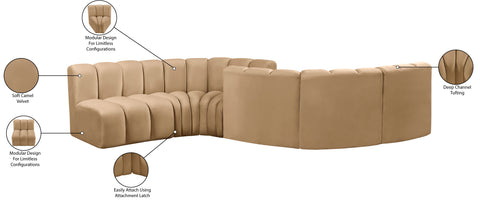 Yara 145" Velvet Upholstered Sectional, 6-Piece (Style 2)