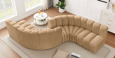 Yara 145" Velvet Upholstered Sectional, 6-Piece (Style 2)
