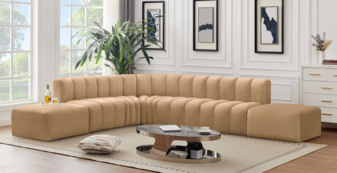 Briar 172 Camel Velvet Upholstered Modular Sectional, 7-Piece