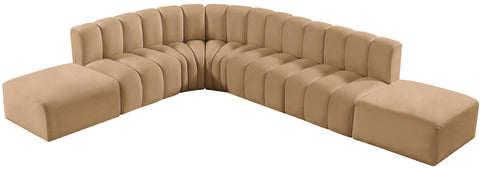 Briar 172 Camel Velvet Upholstered Modular Sectional, 7-Piece