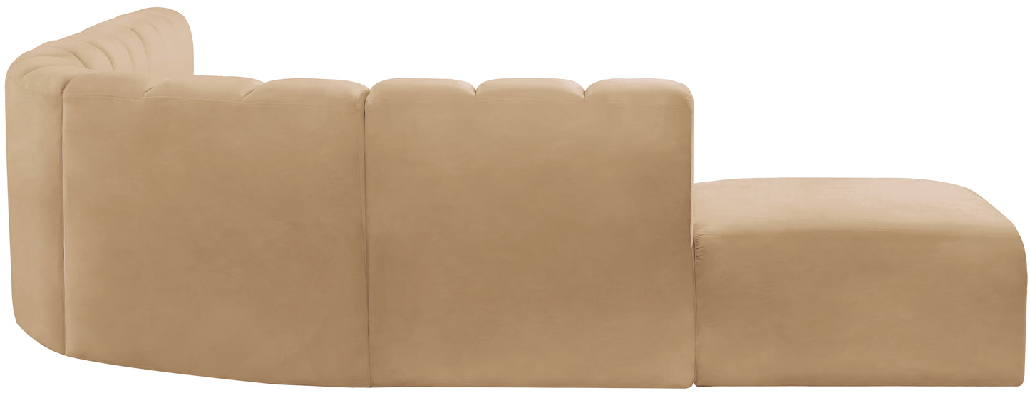 zara camel velvet modular sofa s7a