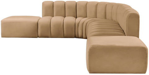 Briar 172 Camel Velvet Upholstered Modular Sectional, 7-Piece