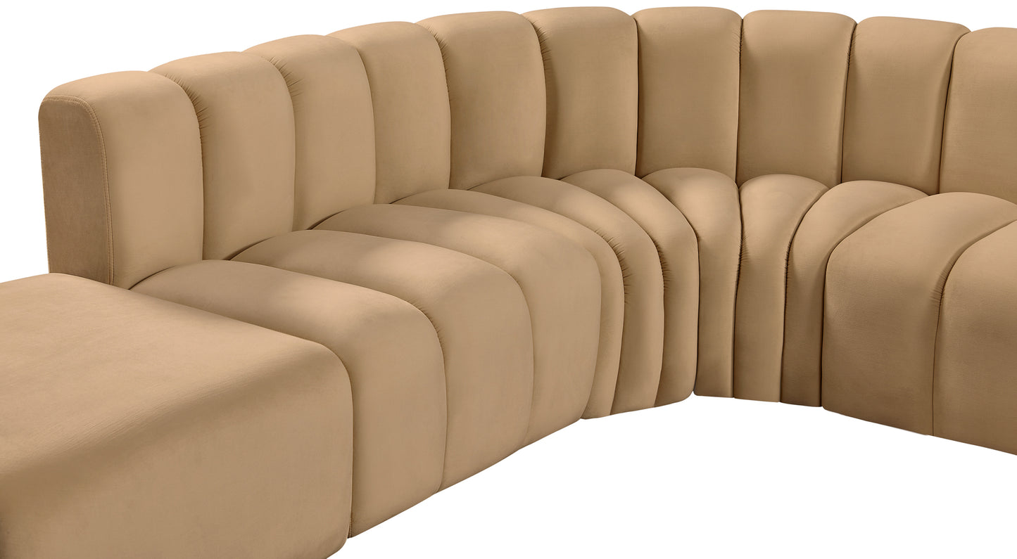 zara camel velvet modular sofa s7a