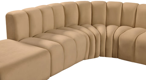 Briar 172 Camel Velvet Upholstered Modular Sectional, 7-Piece