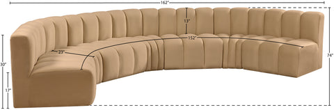 Briar 162 Camel Velvet Upholstered Modular Sectional, 7-Piece