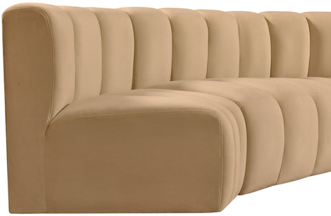 Briar 162 Camel Velvet Upholstered Modular Sectional, 7-Piece