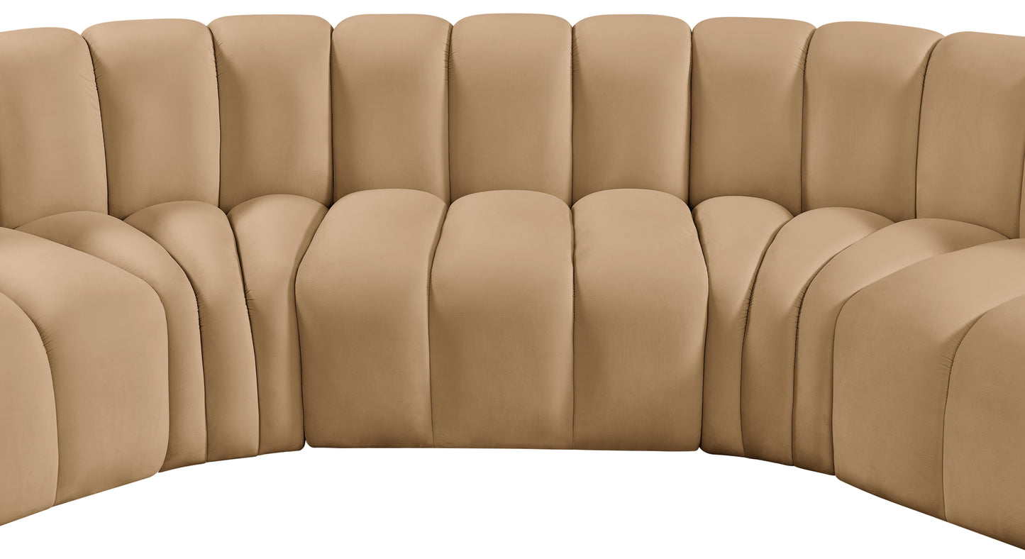 zara camel velvet modular sofa s7b