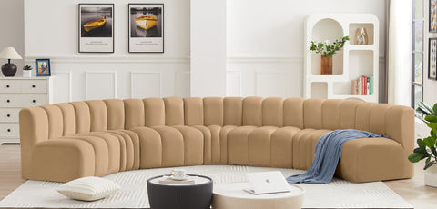 Briar 162 Camel Velvet Upholstered Modular Sectional, 7-Piece