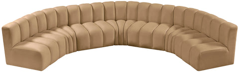Briar 162 Camel Velvet Upholstered Modular Sectional, 7-Piece
