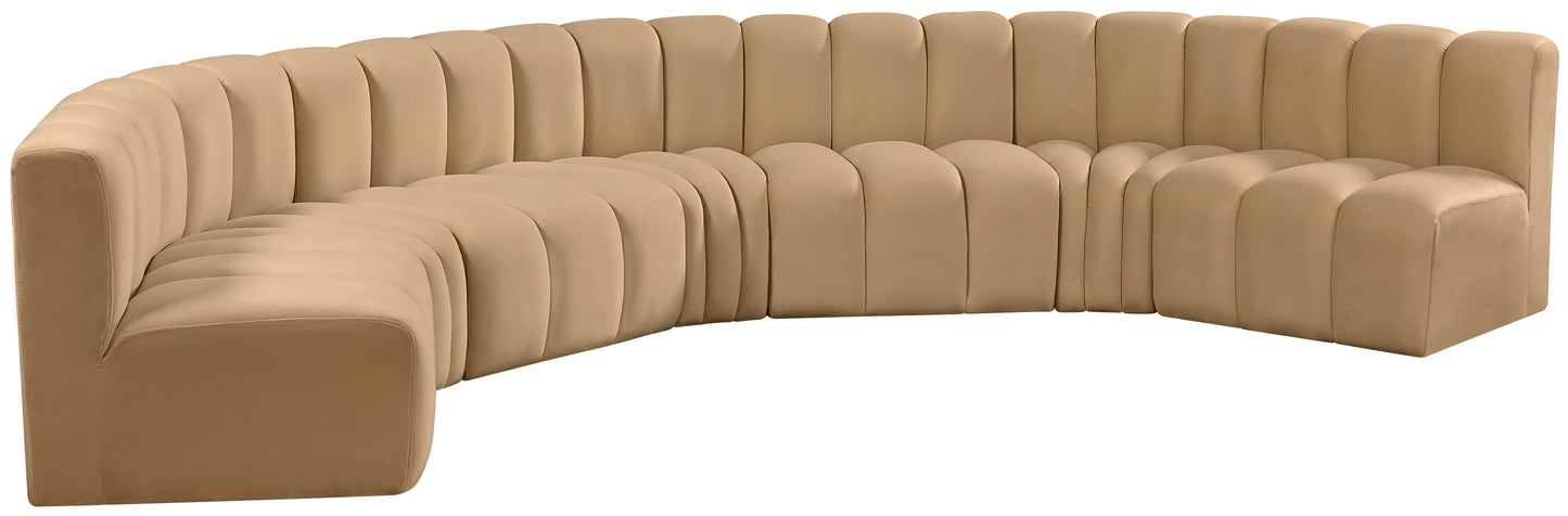 zara camel velvet modular sofa s7b