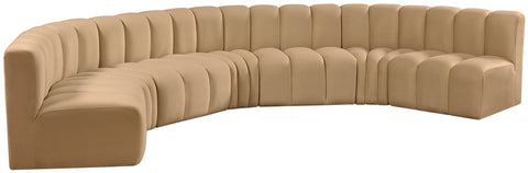 Briar 162 Camel Velvet Upholstered Modular Sectional, 7-Piece