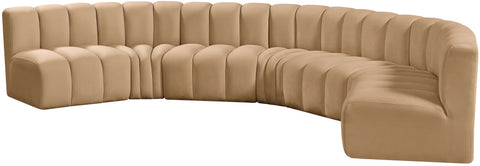 Briar 162 Camel Velvet Upholstered Modular Sectional, 7-Piece