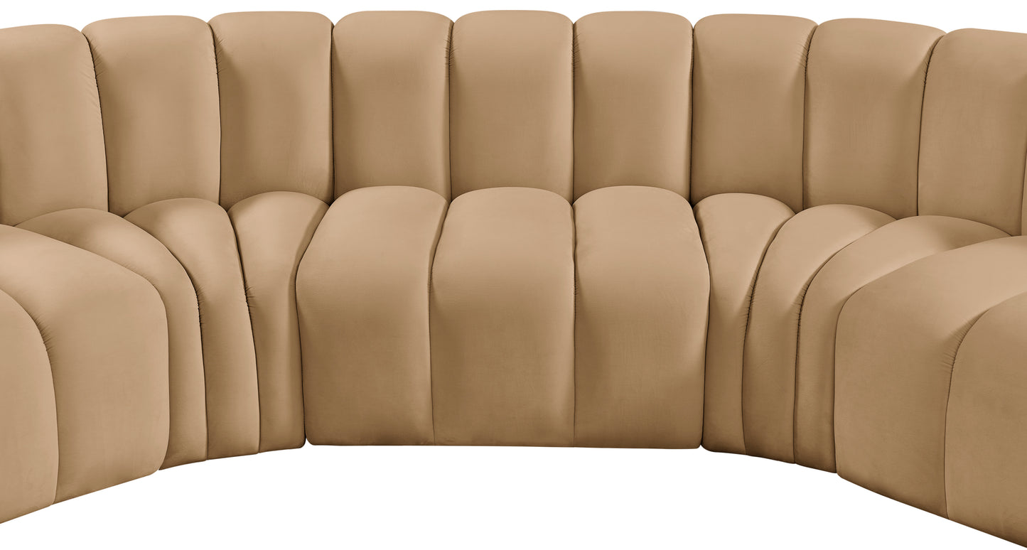 zara camel velvet modular sofa s7c