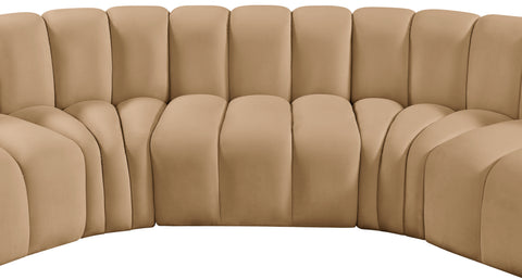Briar 170 Camel Velvet Upholstered Modular Sectional, 7-Piece