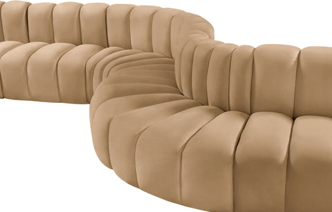 Briar 170 Camel Velvet Upholstered Modular Sectional, 7-Piece