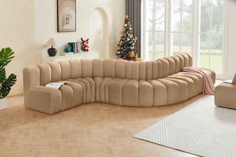 Briar 170 Camel Velvet Upholstered Modular Sectional, 7-Piece